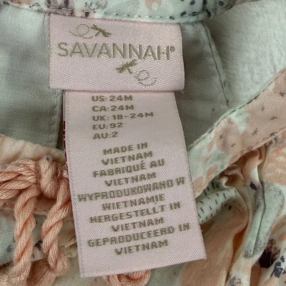 Savannah Kids Girls 24M Cactus Floral 2-Piece‎ Romper Set Pink Green Halter 6865